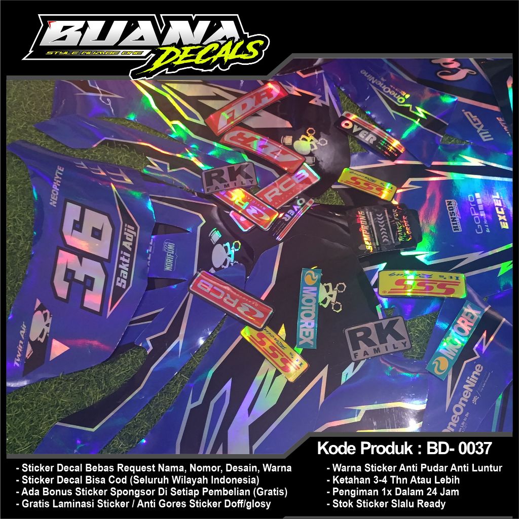 decal sticker WR 155 biru full hologram bebas custom terbaru