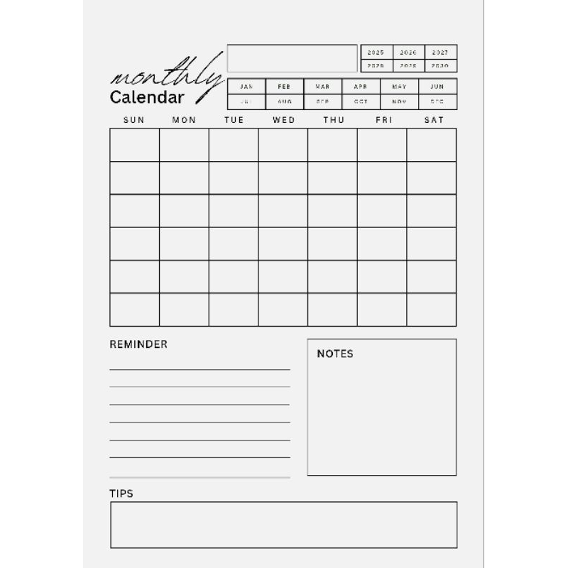 

refill binder A5 Monthly Planner / agenda bulanan