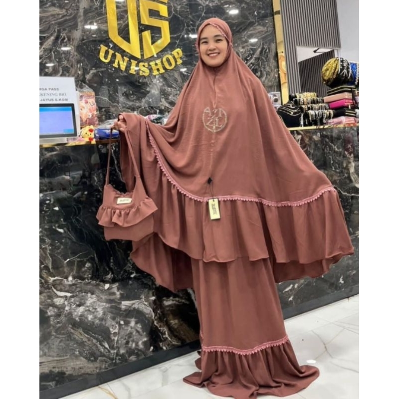 mukenah azizil crinkle mukenah polos premium jumbo perlengkapan solat muslimah