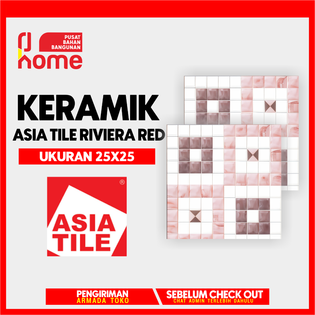 KERAMIK ASIA TILE 25X25 RIVIERA RED KERAMIK KAMAR MANDI