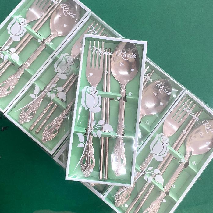 Universal Set Sendok Garpu Sumpit Stainless Box Souvenir Pernikahan Termurah Grosir Dan Ecer