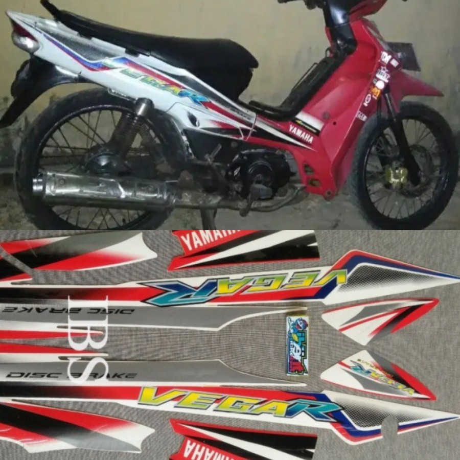 STRIPING VEGA R PUTIH MERAH 2004 2005 STIKER ORI YAMAHA POLET