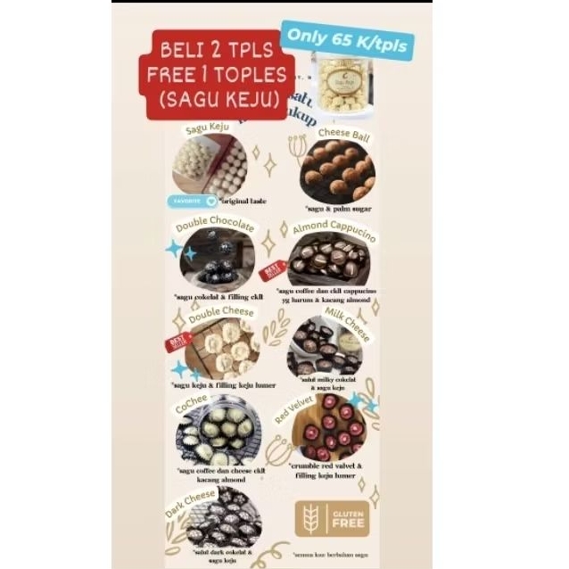 

Kue Kering BELI 2 GRATIS 1 TOPLES SAGU COKELAT