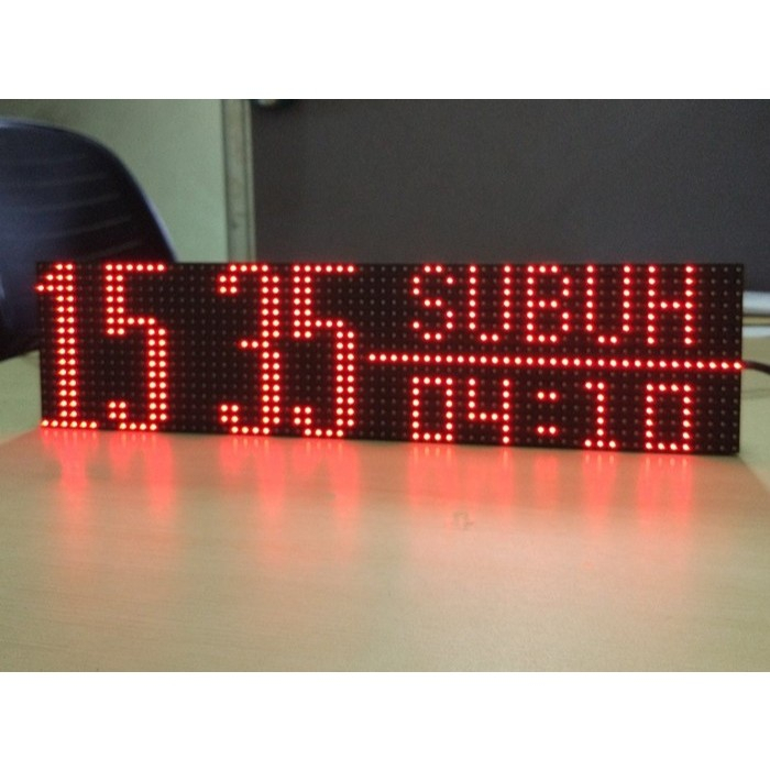 Jam Digital Jadwal Sholat Ruuning Tex Ukuran 20x100 cm / Jam Mesjid / Jam Sholat Digital