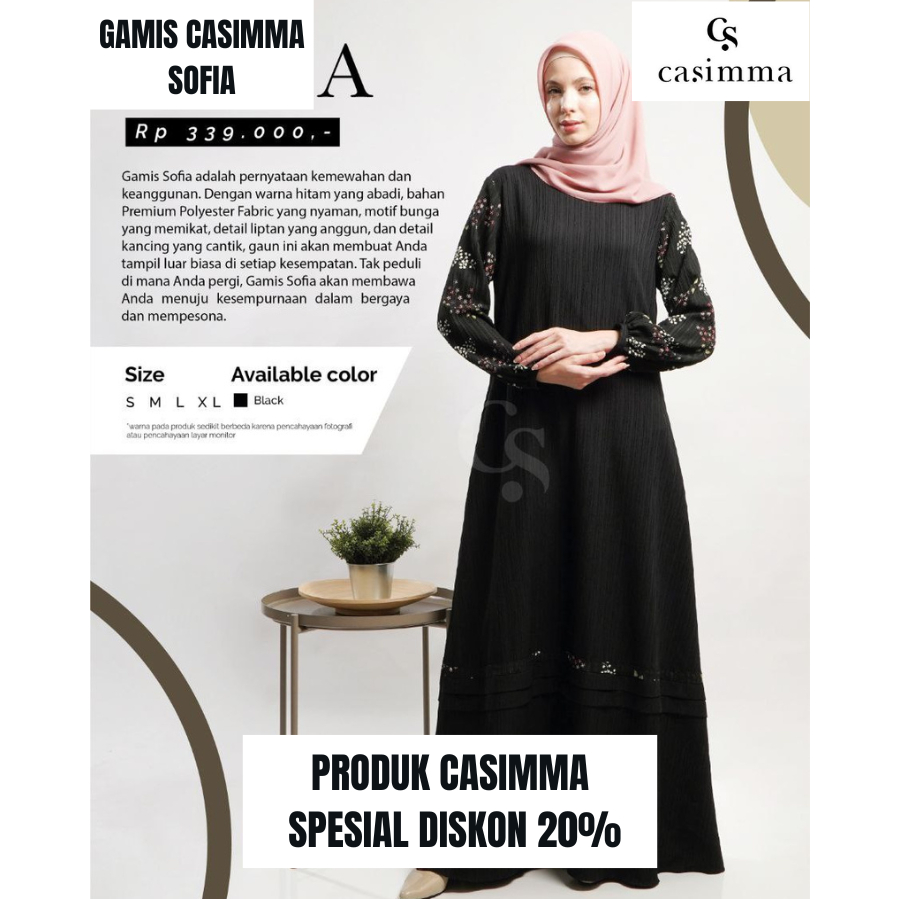 SOFIA DRESS BY CASIMMA / CASIMMA/ GAMIS WARNA HITAM / GAMIS TERBARU / GAMIS DEWASA / DRESS CANTIK / 