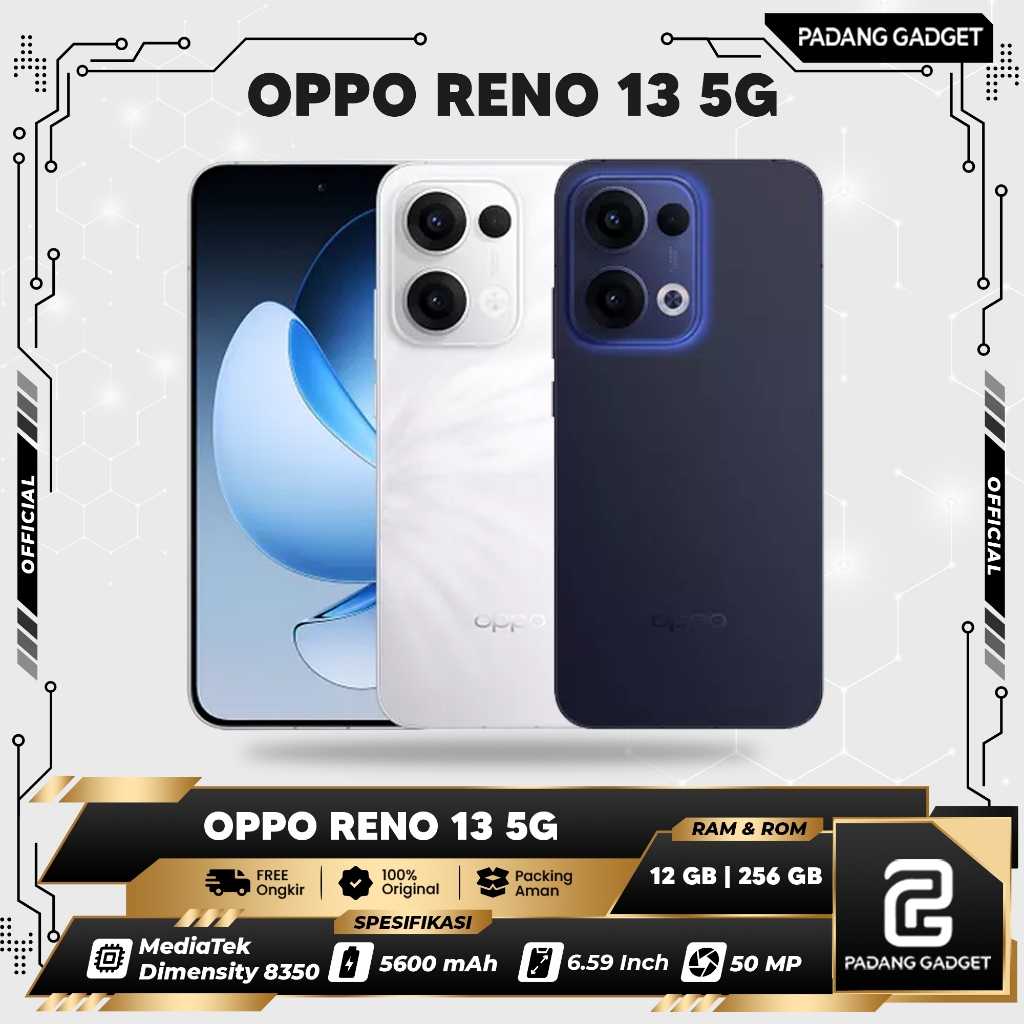OPPO Reno13 5G Ram 12/256 GB Extended Original Resmi Smartphone Hp Android Bersegel Garansi Resmi