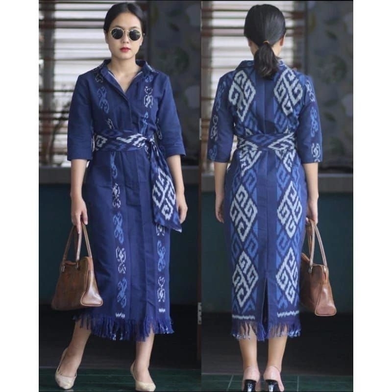 DRESS KEMEJA KERJA TENUN TROSO, TENUN MOTIF ETNIK DLL