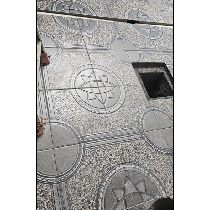 keramik lantai teras garasi rumah kasar GEMILANG 40x40 Alaska Antracite grey abu