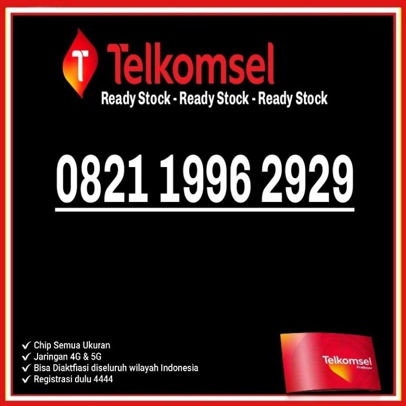 Nomor Cantik Telkomsel Simpati 4G 2929 - O821 1996 2929