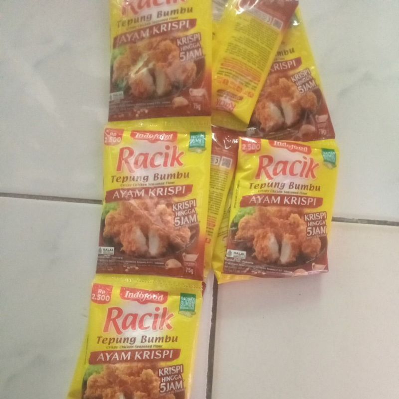 

racik tepung bumbu ayam krispi 75 gr (1 renteng =10 bungkus)