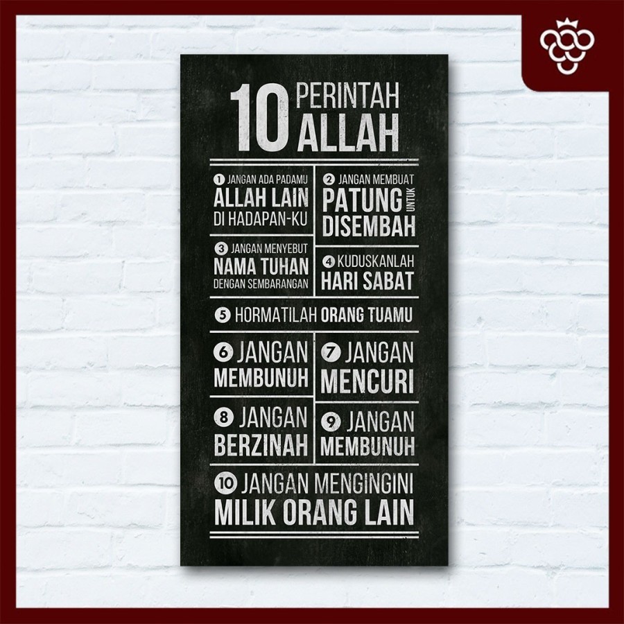Hiasan Dinding 10 Perintah Allah (M) - Hitam BARU
