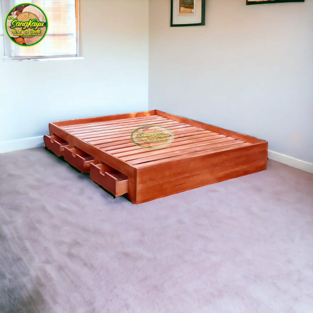 Sangkayu Store Divan Laci Tempat tidur kayu dipan divan ranjang alas matras kasur spring bed | alas 