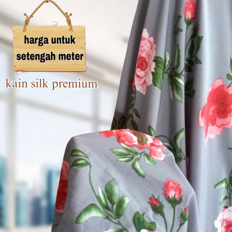 Kain Silk Premium Motif Bunga Terbaru Kain Silk Buat Mukena