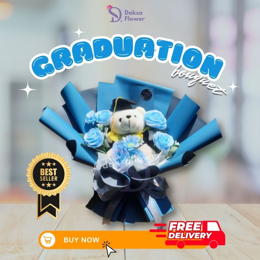 [DAKSA FLOWER] Buket Boneka Wisuda |BUKET BONEKA WISUDA | kado hadiah Graduation | Sidang Skripsi | 