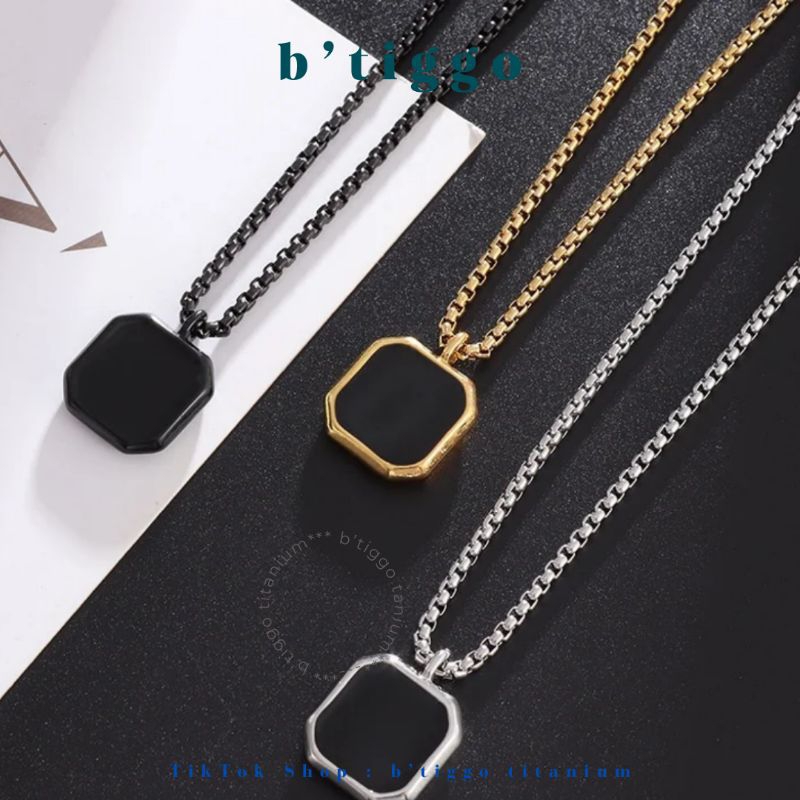 KALUNG TITANIUM ORIGINAL MODEL ROLO LIONTIN PERSEGI CEWEK COWOK KEREN IMPORT TAHAN AIR ANTI KARAT