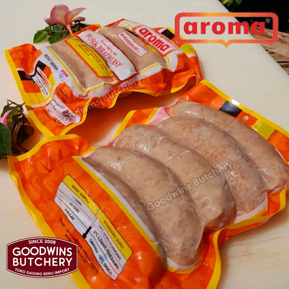 

Pork sausage BRATWURST SAUSAGES Aroma Bali sosis frozen +/- 12cm 4.5" 5pcs 500g