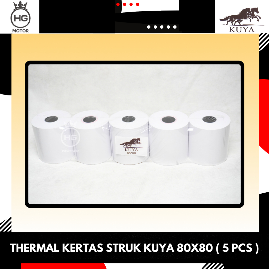 

KERTAS KASIR PREMIUM STRUK KERTAS THERMAL EDC PPOB 80 X 80 MERK KUYA - Kertas Kasir Struk Paper Roll Termal 80x80mm 5PCS