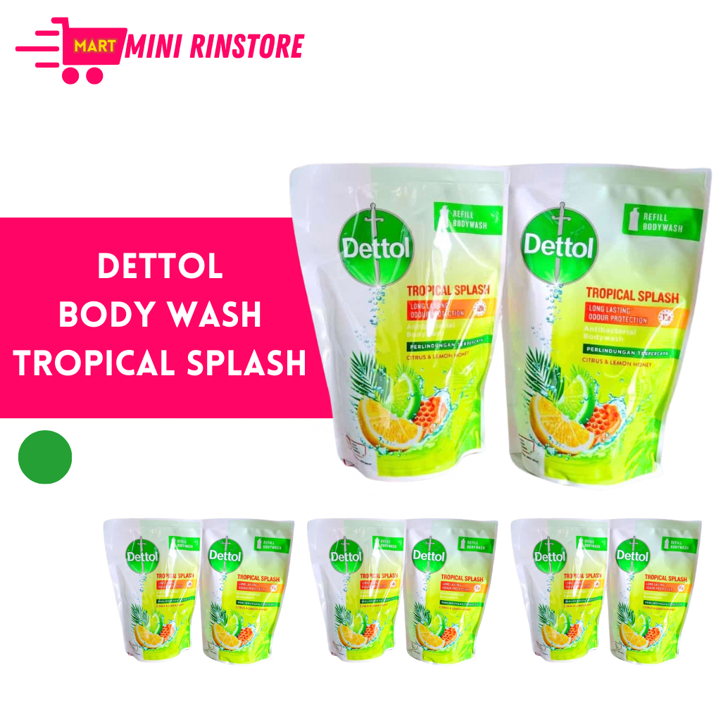 Dettol Bodywash Antibacterial Tropical Splash Refill 410g