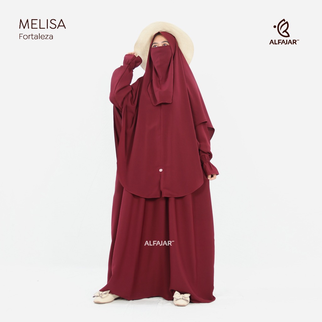 Abaya Gamis Syari Melisa Katun Fortaleza Set Bergo Muslimah Kekinian by Alfajar Griya Muslim