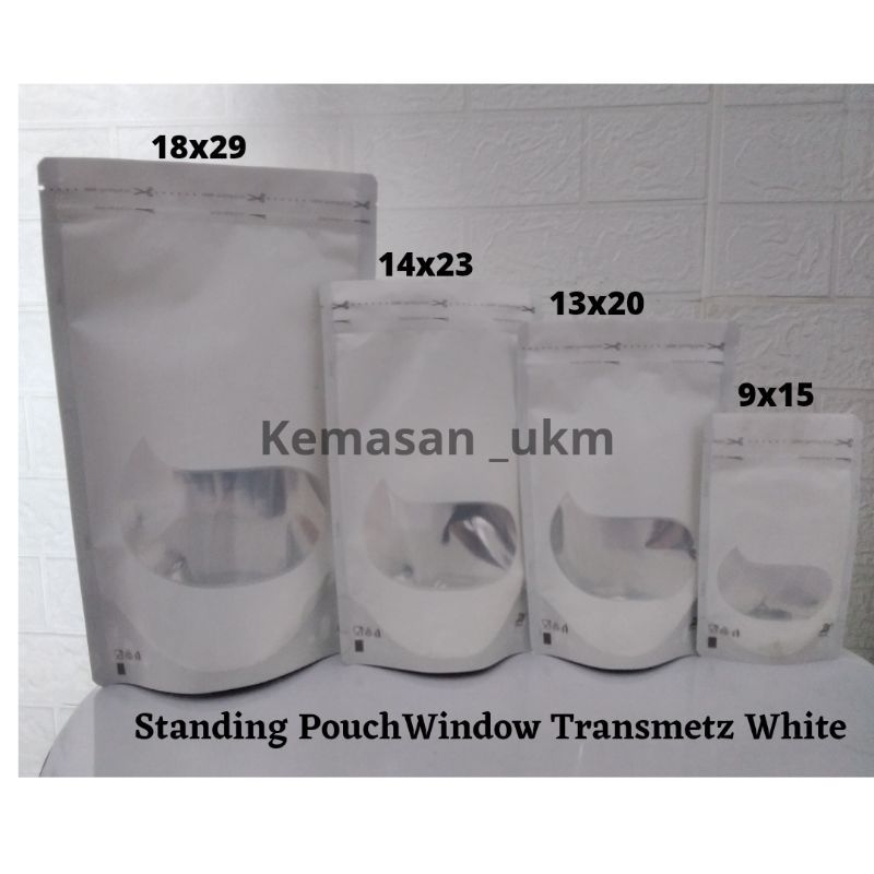 Standing Pouch Transmetz Window Putih dan Hitam ukuran 9x15/ 150z