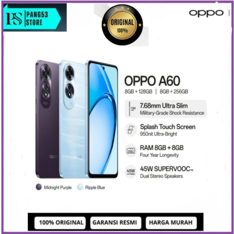 PROMO Ramadhan 2025 OPPO A60 RAM 8GB/128GB NFC GARANSI RESMI SEGEL BOX