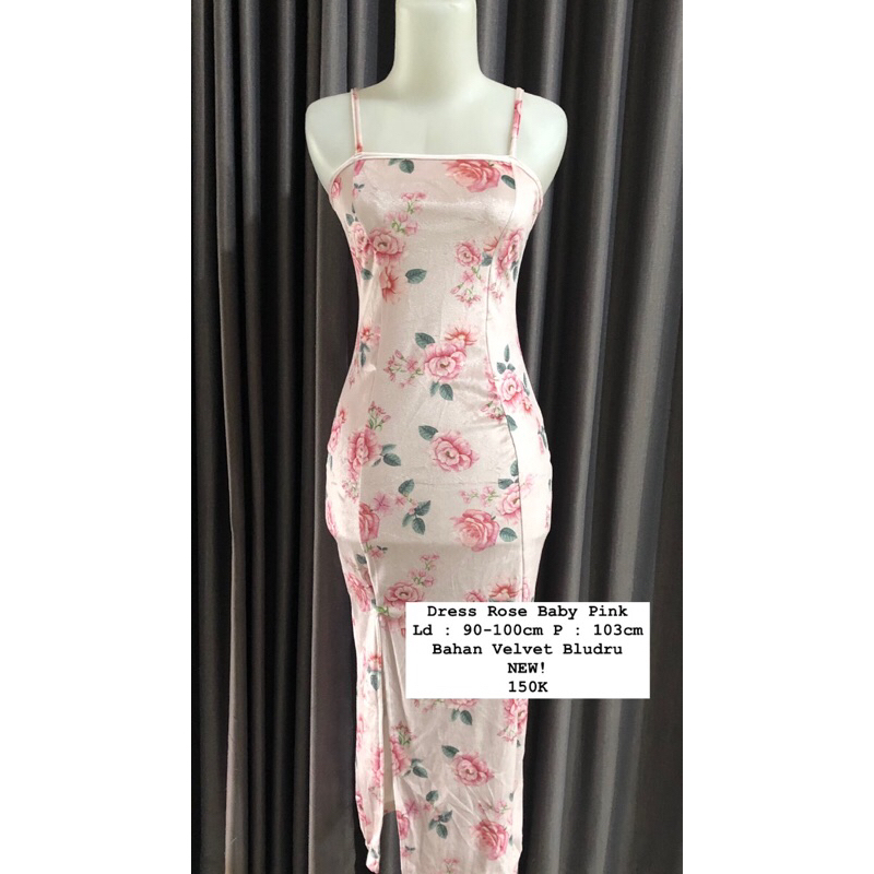 Dress Rose Velvet Bludru