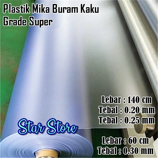

Plastik Mika Kaca Es Doff Buram Meteran Lebar 140cm Tebal 0.25mm