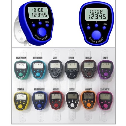 Tasbih Digital LED Jam 5 Digit Angka Finger Tally Counter Digital Tally Tasbih Digital Mini dengan J