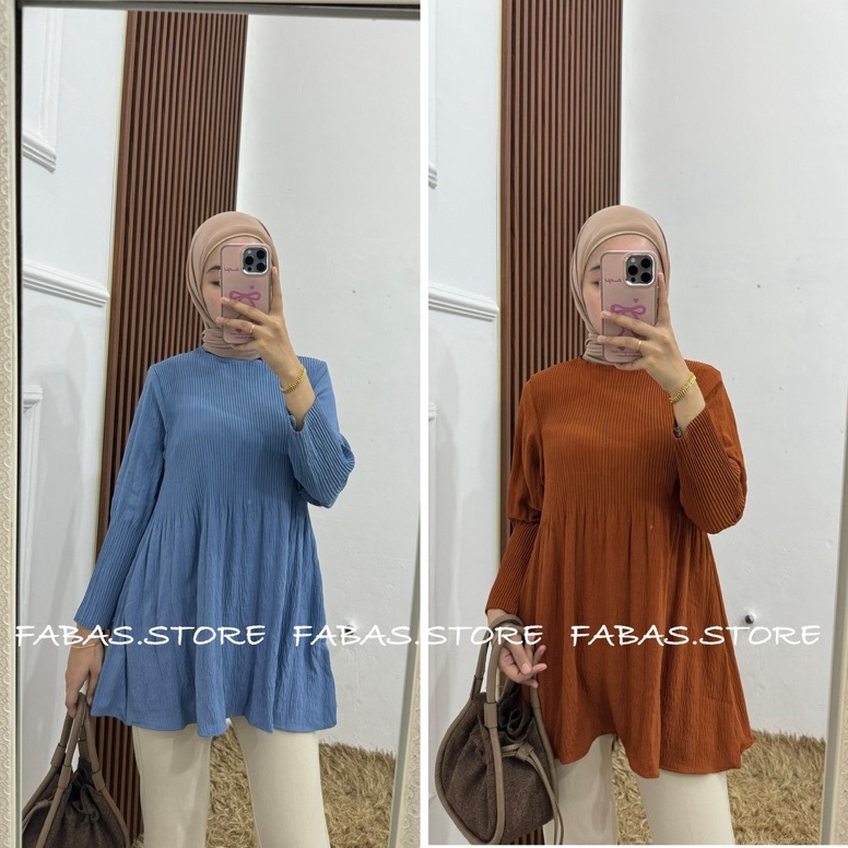 Anastasya blouse Plisket Blouse Plisket Lengan Balon Atasan plisket