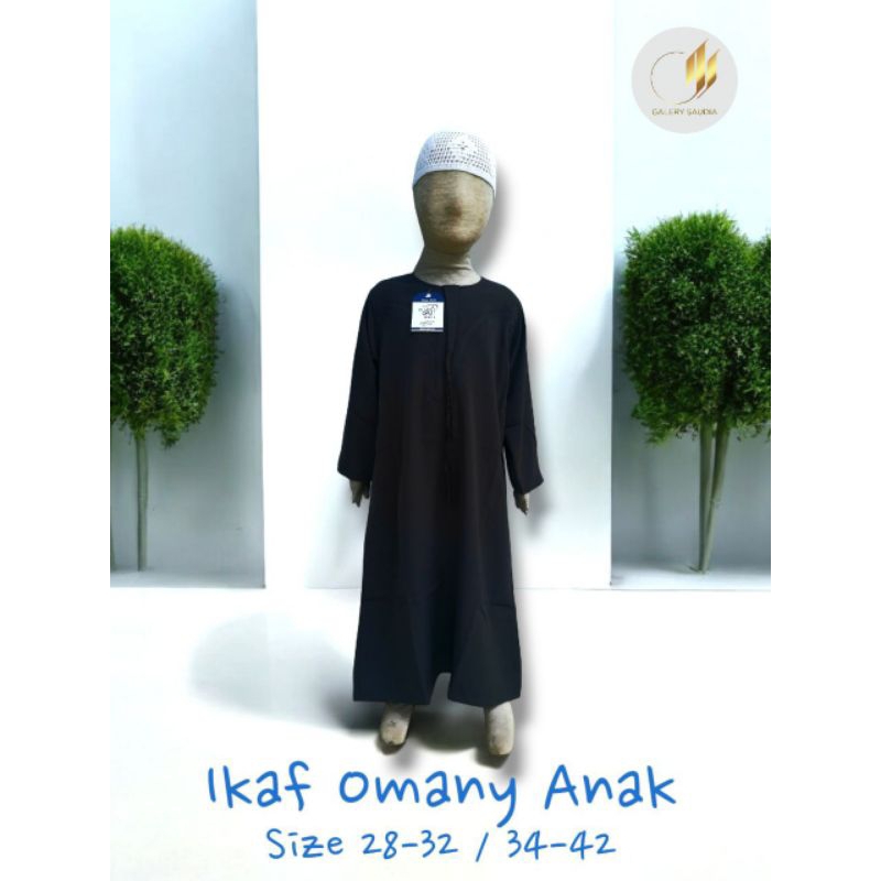 Jubah Gamis Anak IKAF Omany HITAM Omani Lengan Panjang Original Arab Saudi Bayi Balita 24 26 28 30 3