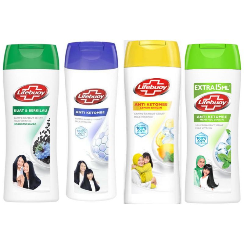 Lifebuoy Shampoo Milky Nutri Strong hijau biru hijab lemon