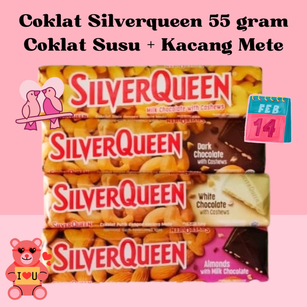 

Silverqueen Coklat Batang 55 gram - VARIAN RASA LENGKAP - Chocolate Cashew - Almond - Fruit & Nuts - Matcha