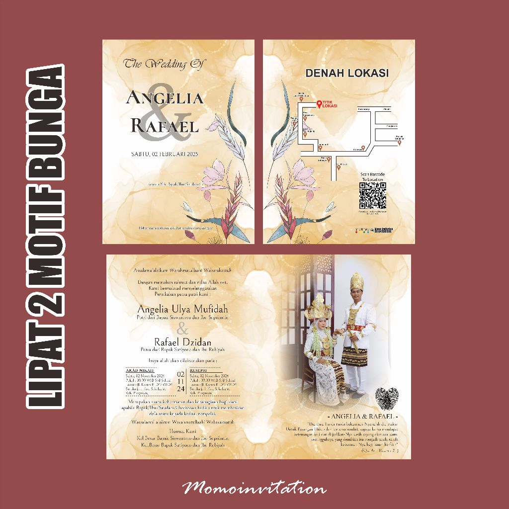 UNDANGAN MOTIF BUNGA DESAIN ELEGAN LIPAT 2