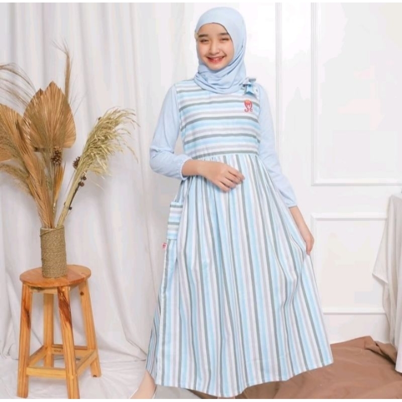Gamis Salur Biru / Gamis Rodeo Junior SIZE 6