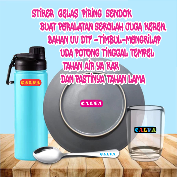 

Sticker Barang TIMBUL MENGKILAP Custom Nama /STIKER Sendok Botol Tempat Makan Perabotan PERALATAN SEKOLAHStiker Waterproof 36 PCSs