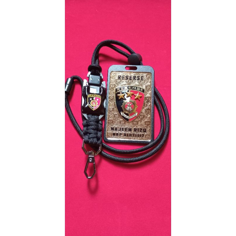 

KTA bareskrim,reserse logam depan saja, back ground motif lanyard knife bintang timbul