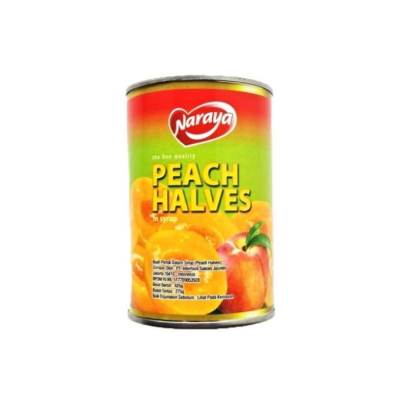 

peach halves Naraya 425 gram buah peach dalam Syrup kemasan kaleng 425 gram