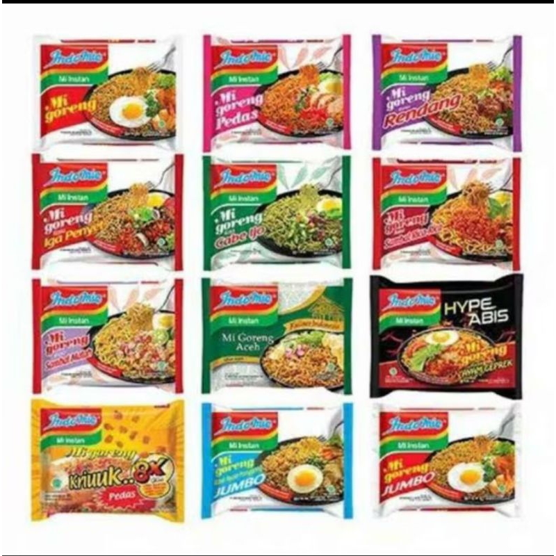 

indomie goreng lengkap semua varian harga murah