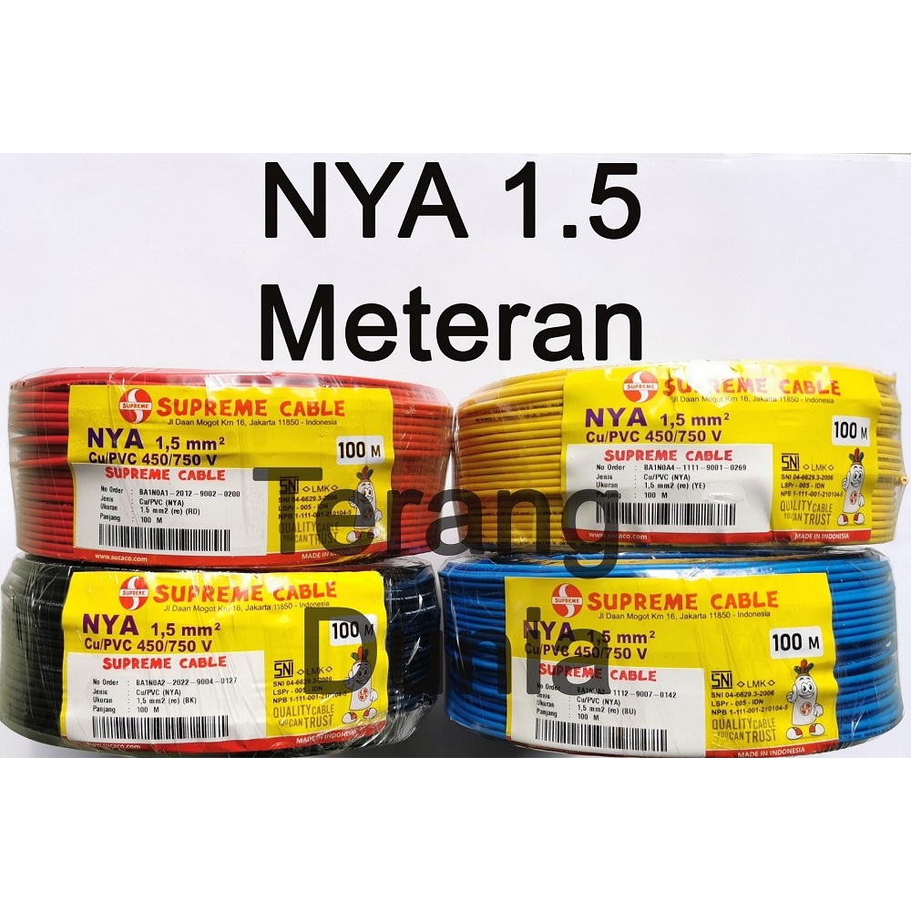 Kabel NYA 1.5mm Meteran Kabel Supreme NYA 1.5mm Meteran Kabel Tunggal 1x1.5mm Supreme