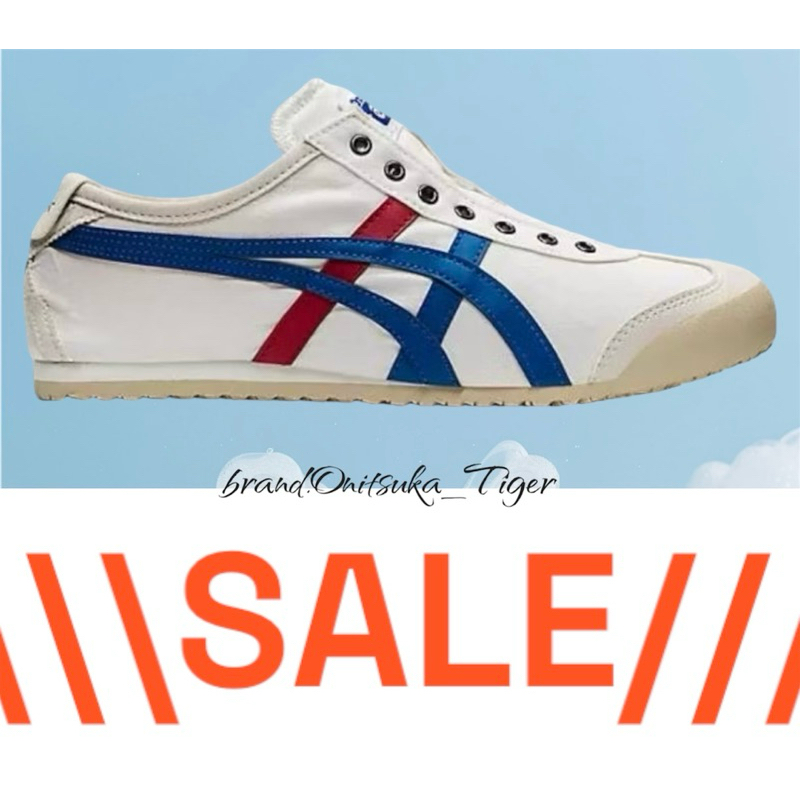 Sepatu Onitsuka Tiger original mexico66 slip on white blue_red