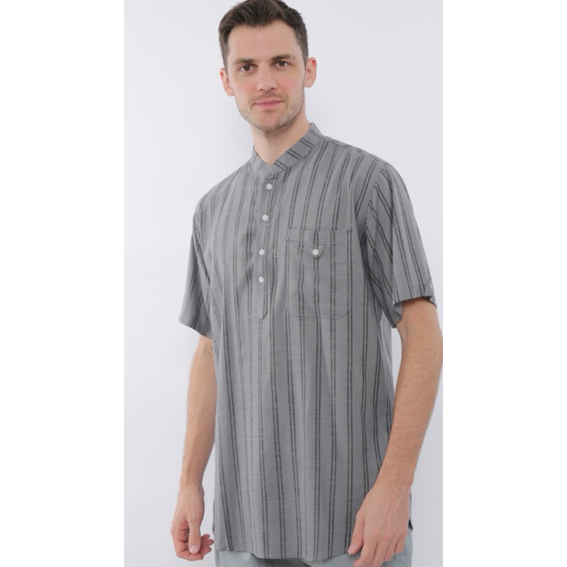 Kemeja kurta motif  bahan katun linen premium/kemeja kurta salur bahan katun linen premium