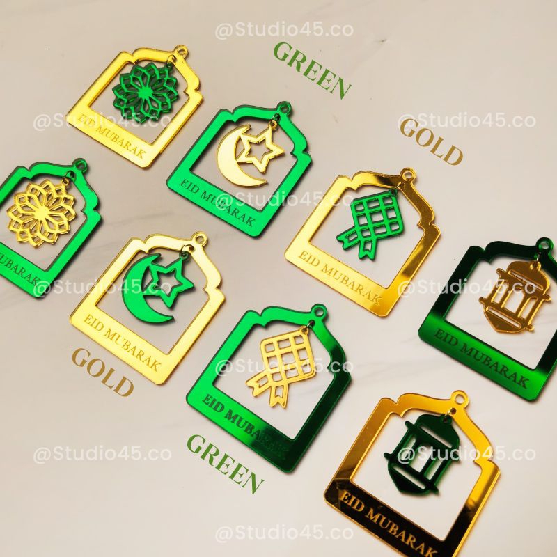 Hangtag Bandul Eid Mubarak / Tag Akrilik Gantung Idul Fitri / Hangtag Idul Fitri / Tag Akrilik Lebar
