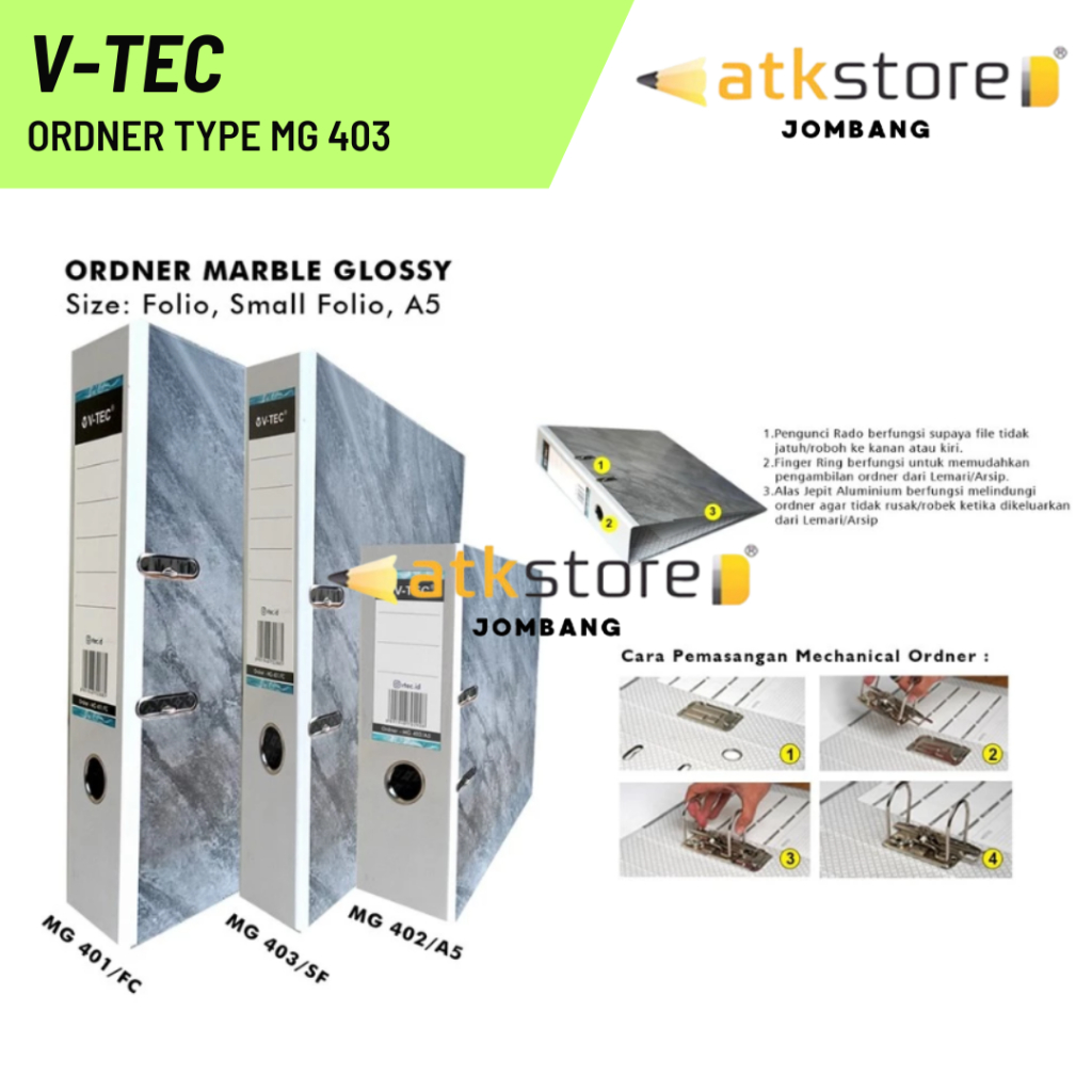 

V-TEC Ordner MG 403 / FC MG 402 / A5 MG 403 / SF / V Tec Ordner Type MG Ukuran Folio Small Folio A5