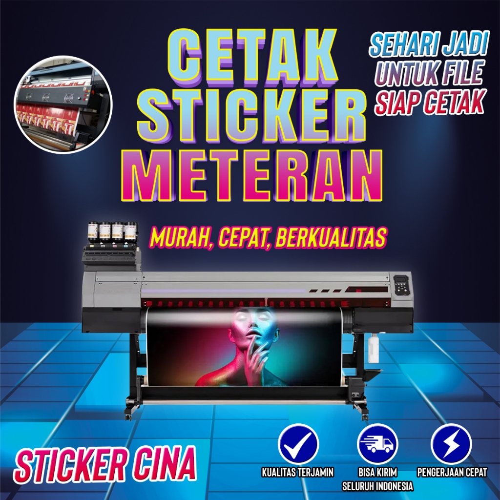 Cetak sticker meteran | Cetak sticker cina | Print sticker | Cetak sticker indoor | Sticker label ma