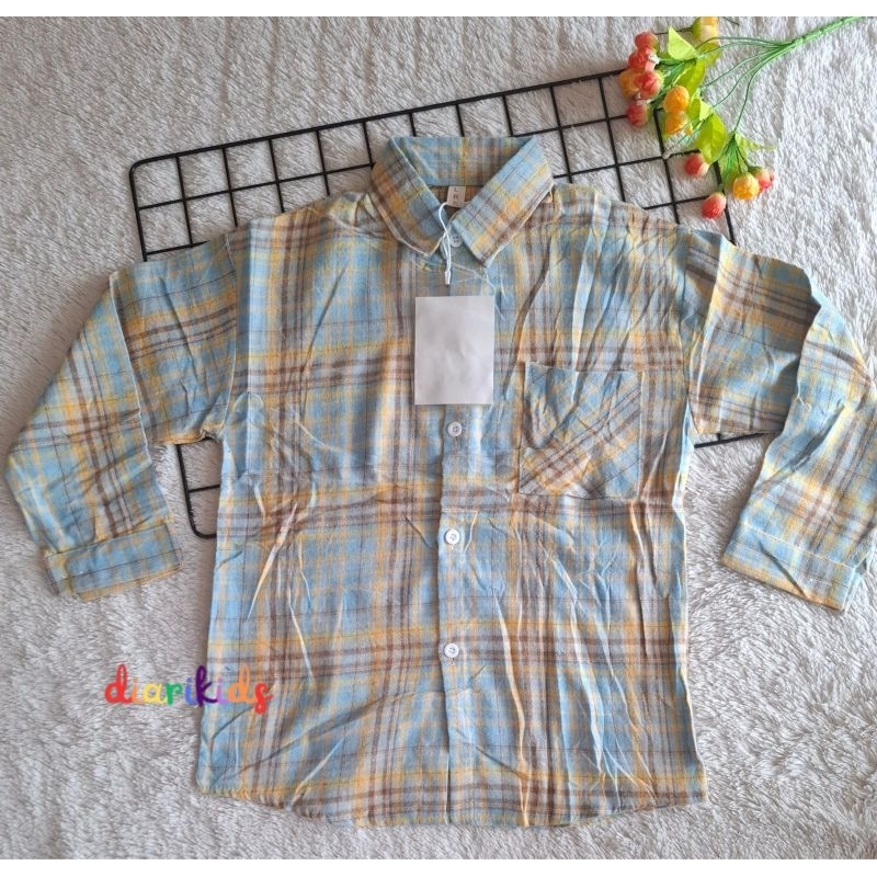 KEMEJA FLANEL IMPORT AO575 6-9 TAHUN KEMEJA LEBARAN MURAH KEMEJA ANAK MOTIF KOTAK