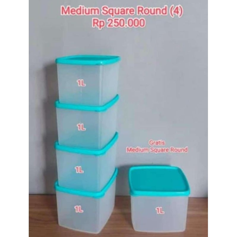 Medium square round 5Pcs tupperware