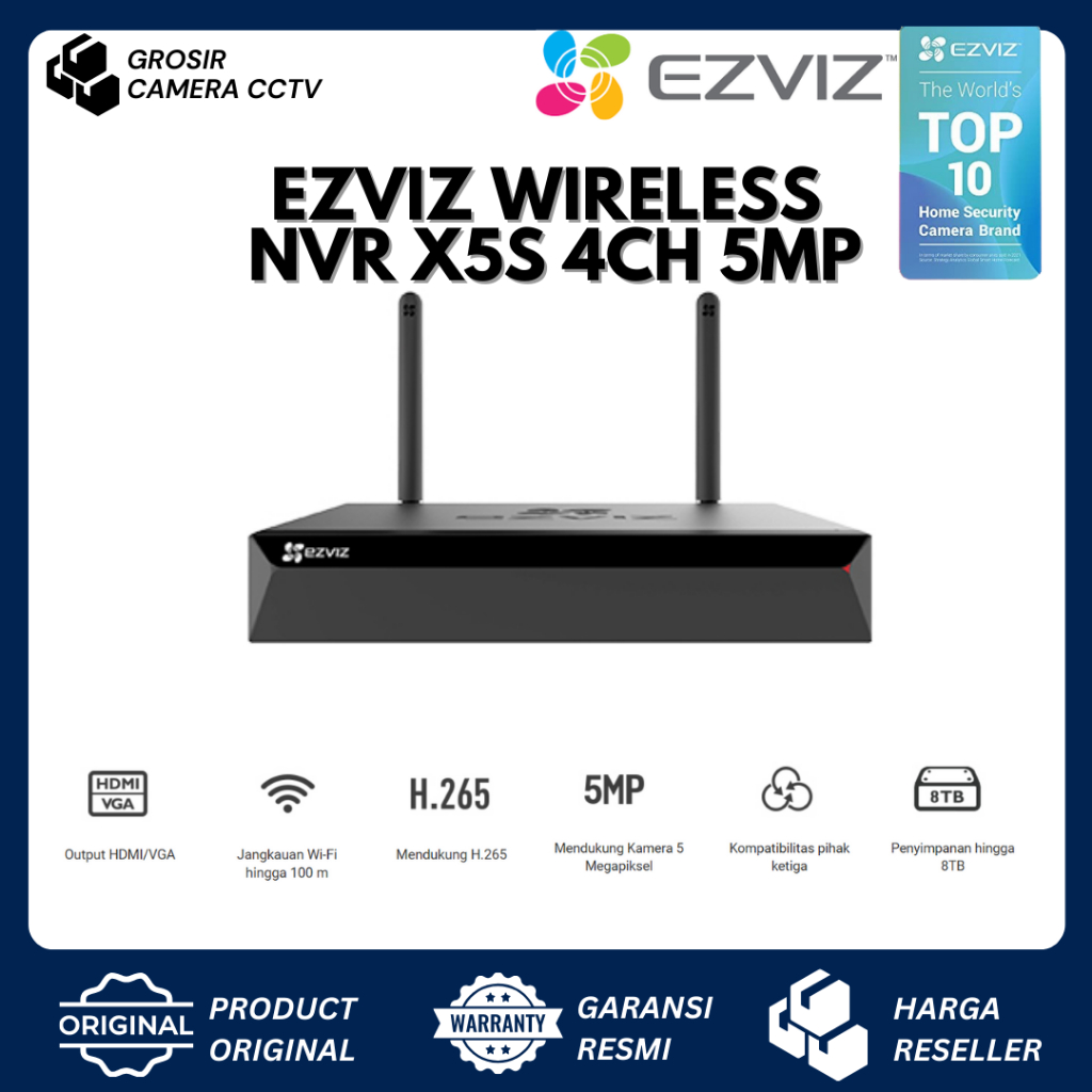 EZVIZ NVR X5S-WIRELESS NVR 4CH UP TO 5MP- GARANSI RESMI EZVIZ