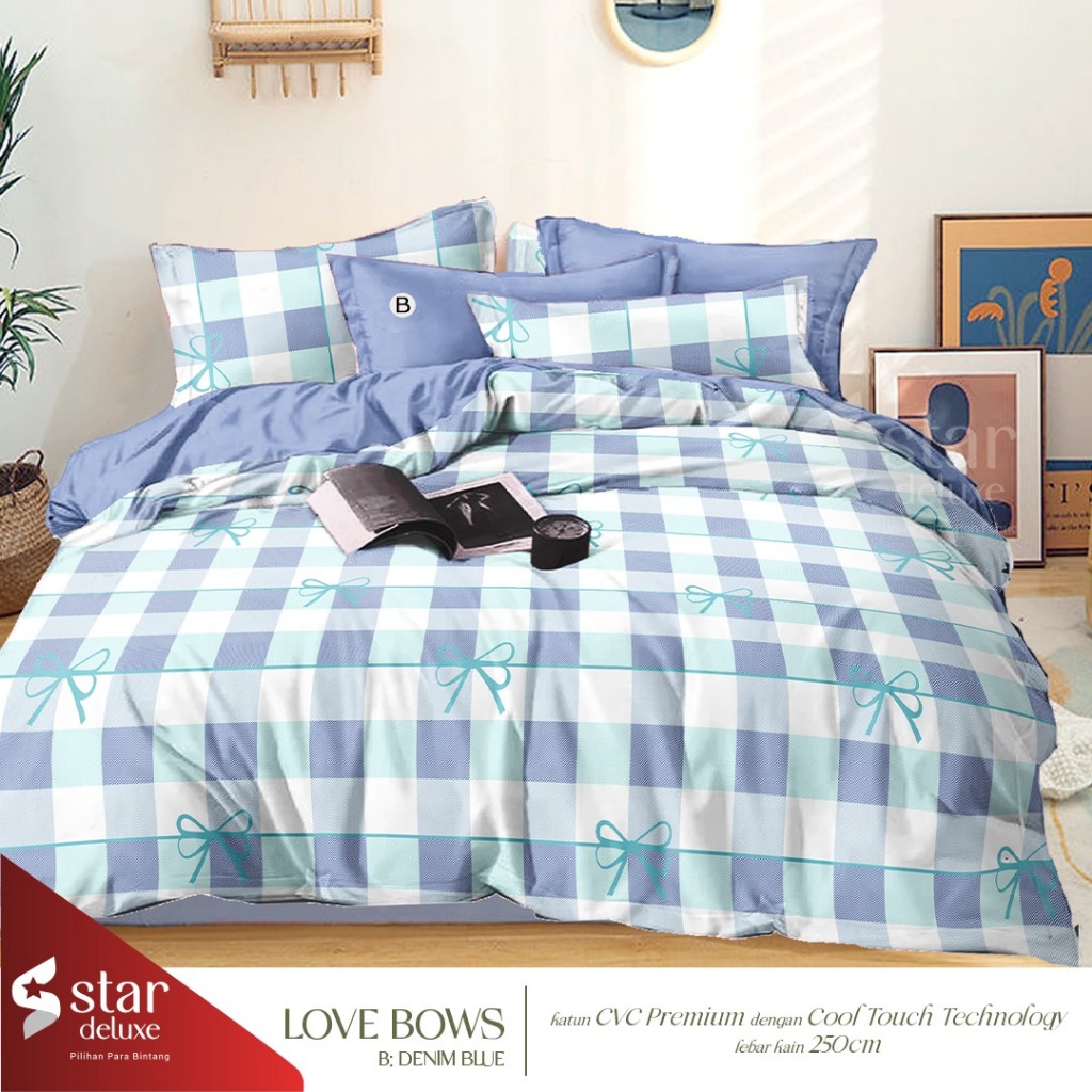 KAIN SPREI METERAN KATUN CVC LOKAL MOTIF LOVE BOWS