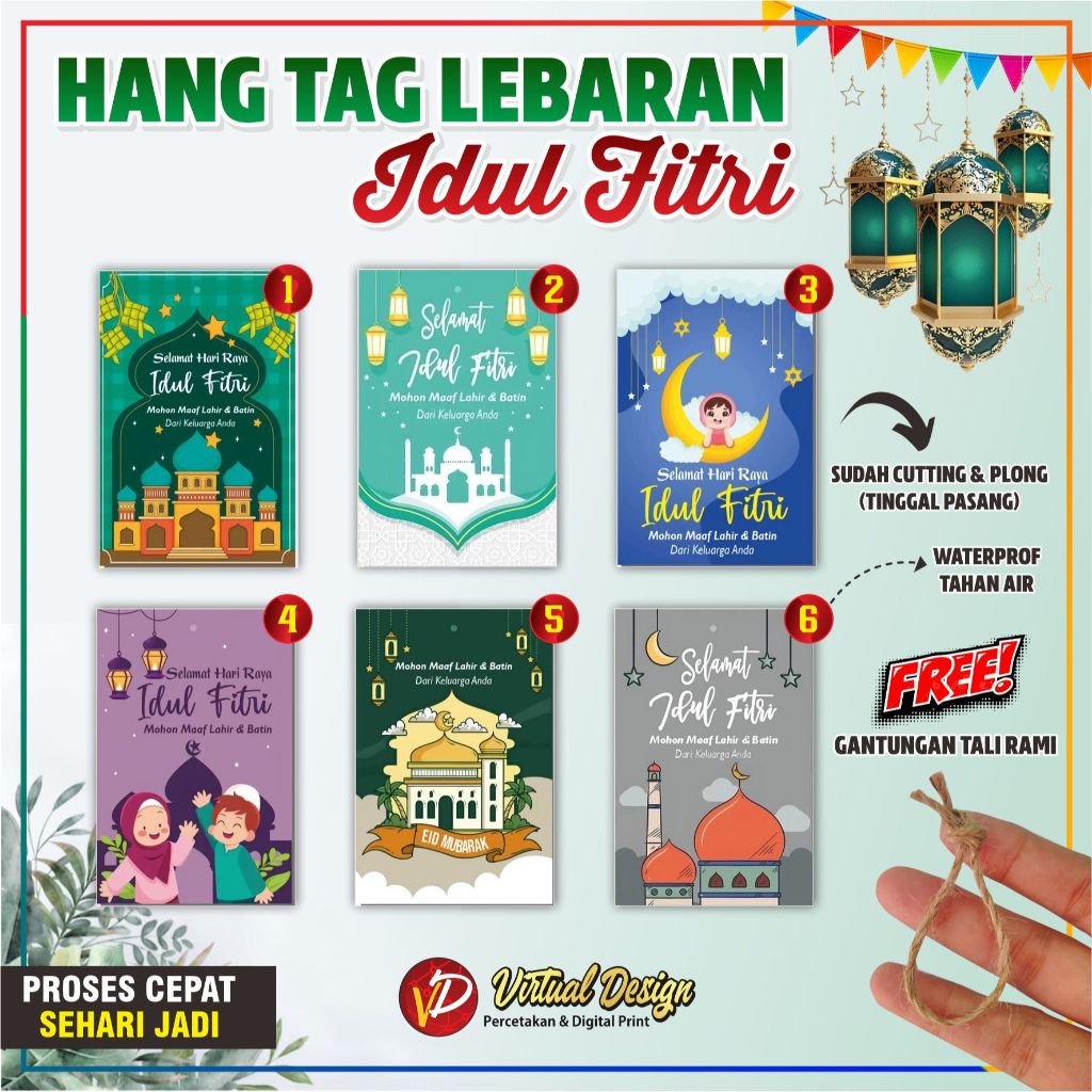 (Free Design) Kartu Ucapan Lebaran Custom Hang Tag Idul Fitri | Hang Tag  Ramadhan | Label Tag Parce