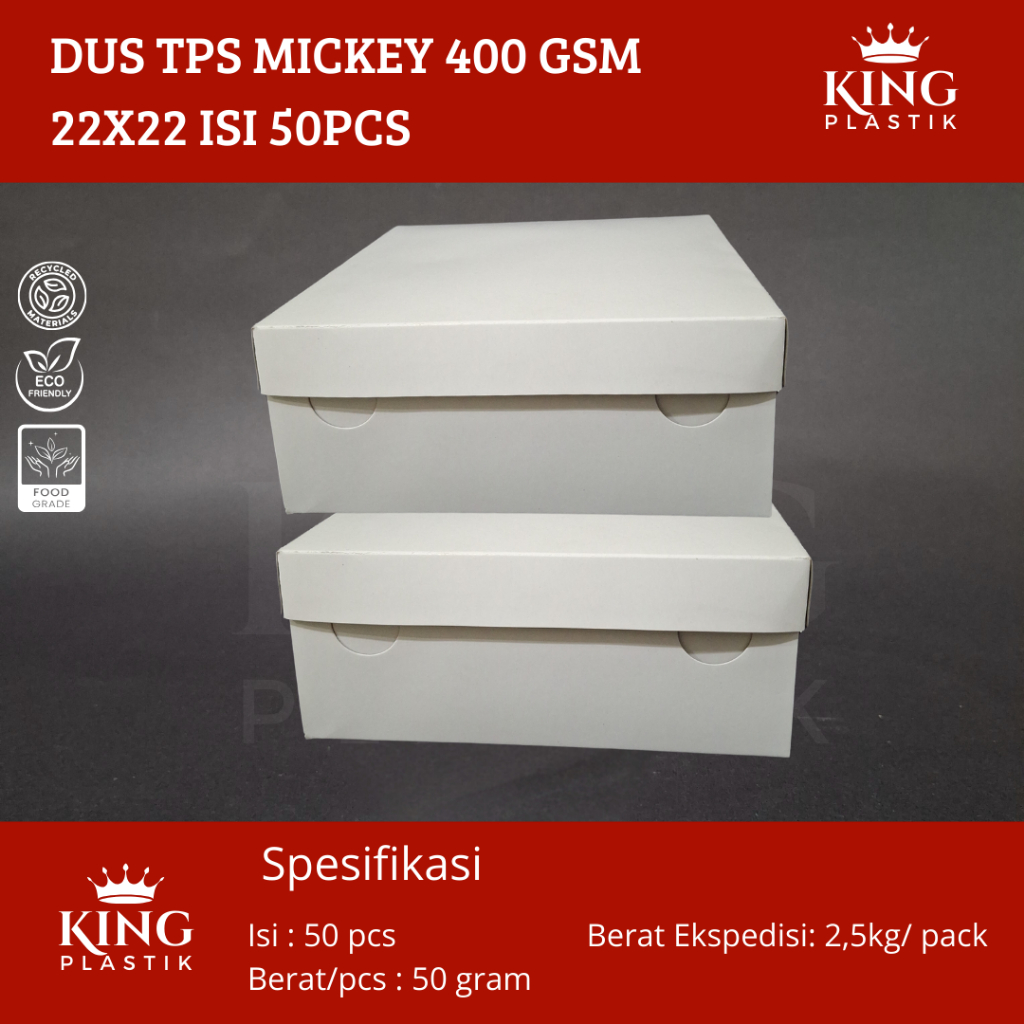 Dus | Box 400gsm | Kotak Nasi Kue Makanan 22x22 Polos 22 x 22 Mickey